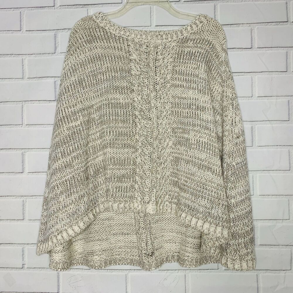 White House Black Market sweater poncho wool blend white silver size medium